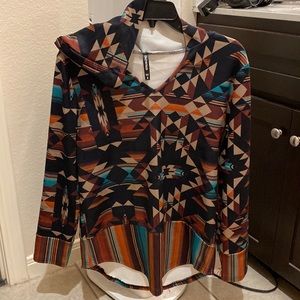 Aztec multi colored printed hooded long sleeved top by Crazy Train size small